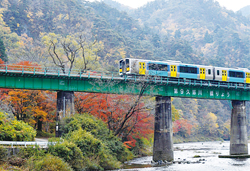 心落ち着くスロータウン鯨ヶ丘、錦秋の竜神大吊橋と水郡線の旅